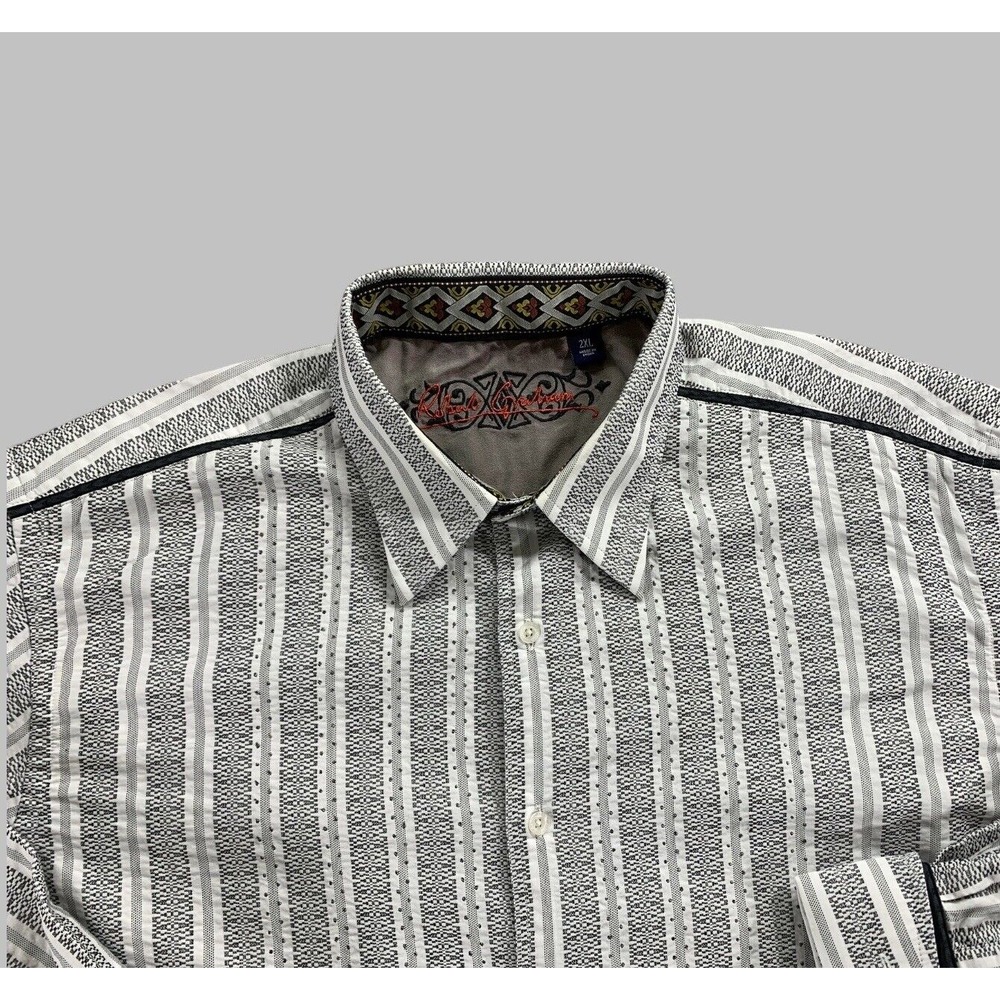 Robert Graham Shirt Men 2XL Silk French Flip Cuff Textured Long Sleeve Button Up - Picture 3 of 10